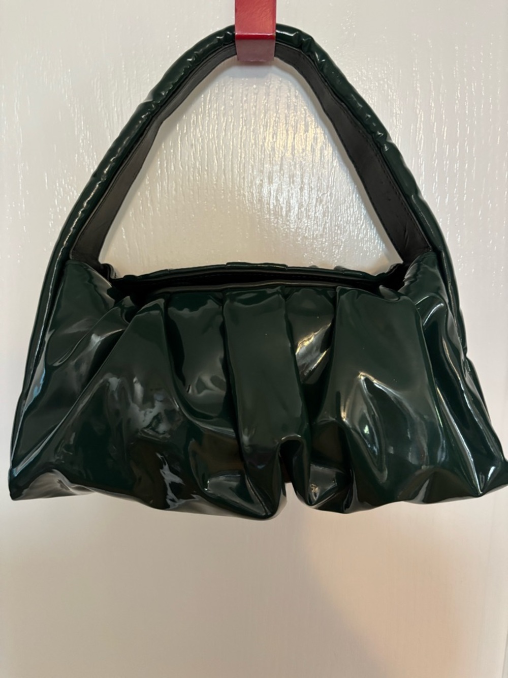 Dark Green Patent Hobo Bag